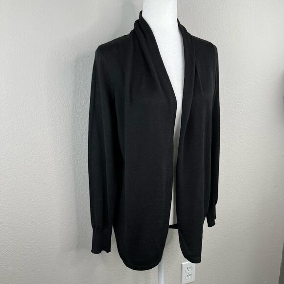 Ella Moss Karla Open Front Cozy Black Long Knit Cardigan Sweater Oversized Small - Picture 10 of 14